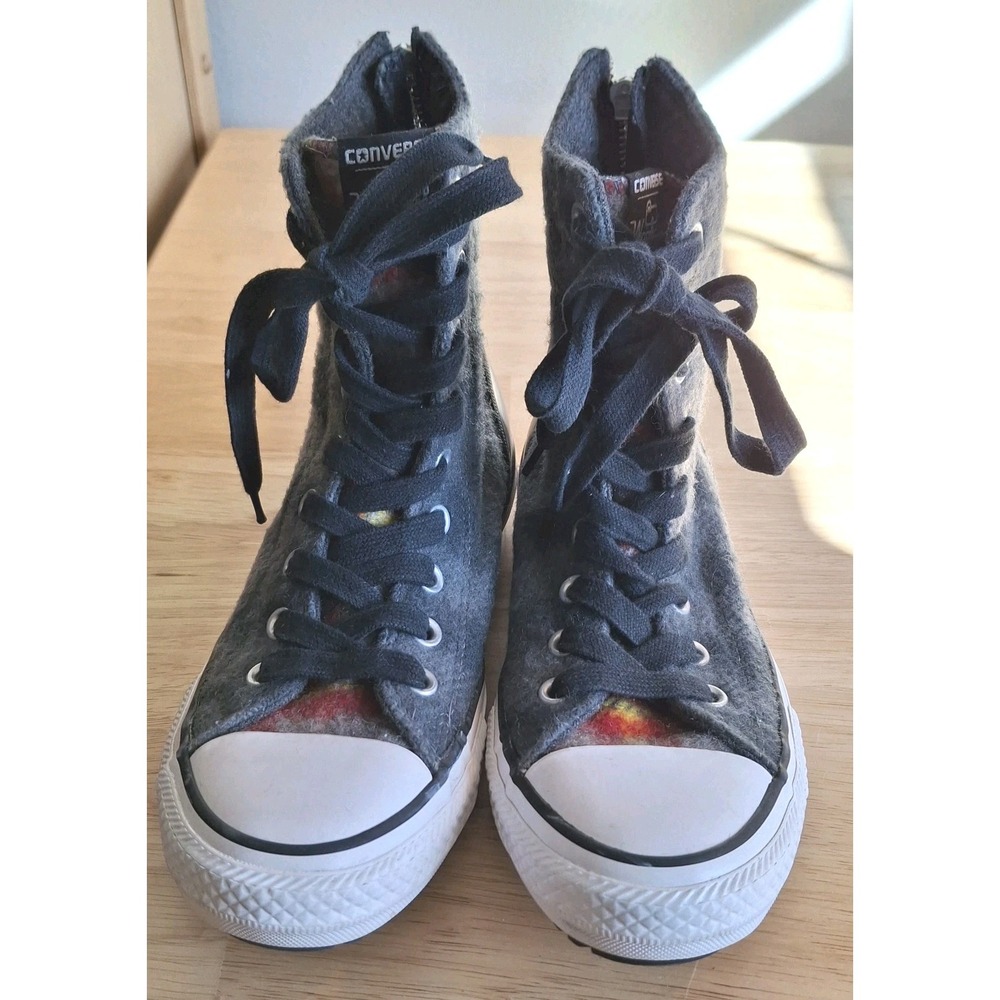 Converse x Woolrich 549686C Womens 6.5 Wool Plaid High Top Sneakers Zip NWOB